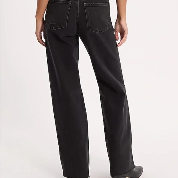 Express Black Wide Leg Distressed Jeans - Picture 3 of 7